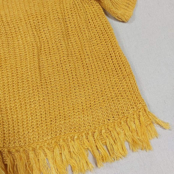 J. Crew Sweater Size Medium Yellow Linen Crew Neck Short Sleeve Tasseled - Picture 13 of 16